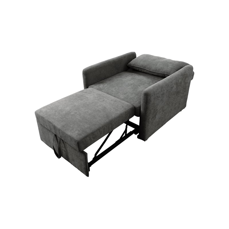 Pemberly Row Contemporary Gray Flannelette Standard Recliner