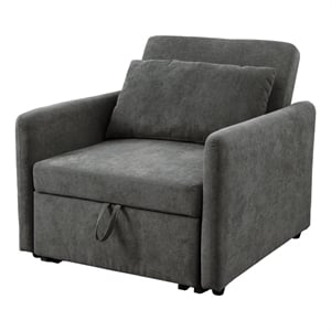 Pemberly Row Contemporary Gray Flannelette Standard Recliner