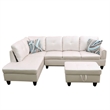 Pemberly Row Contemporary 3-Piece Faux Leather Left Facing Sectional in White