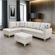 Pemberly Row Contemporary 3-Piece Faux Leather Left Facing Sectional in White