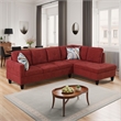 Pemberly Row Contemporary 2 piece Flannelette Sectional Sofa in Red
