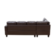 Pemberly Row Contemporary Faux Leather Left Facing Sectional in Brown