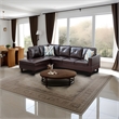 Pemberly Row Contemporary Faux Leather Left Facing Sectional in Brown