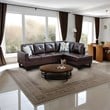 Pemberly Row Contemporary Faux Leather Right Facing Sectional in Brown