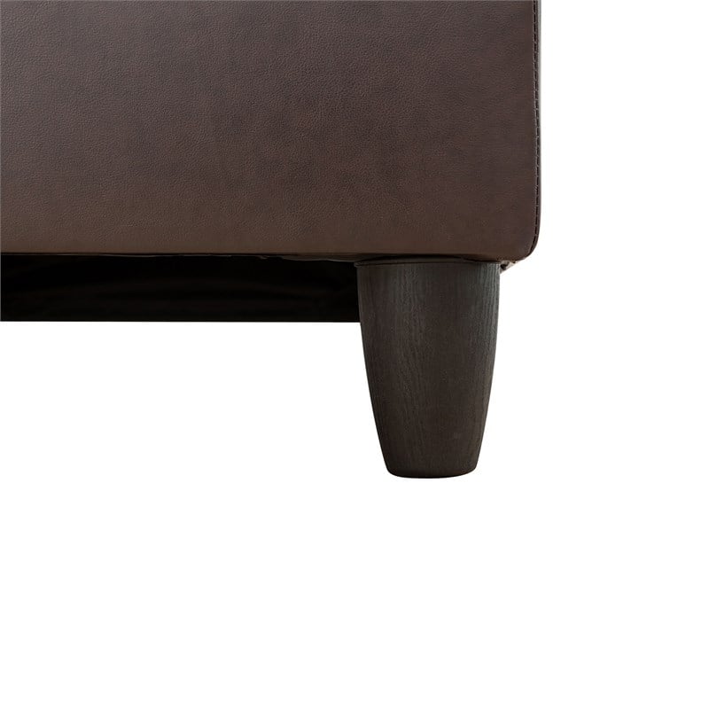 Pemberly Row Contemporary Faux Leather Right Facing Sectional in Brown