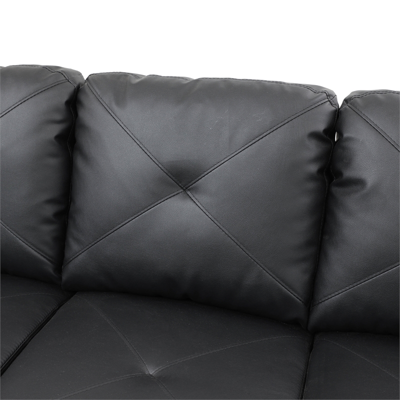 Pemberly Row Contemporary Faux Leather Left Facing Sectional in Black