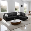 Pemberly Row Contemporary Faux Leather Left Facing Sectional in Black