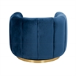 Pemberly Row Modern Living Room Round Back Velvet Swivel Chair in Blue