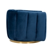 Pemberly Row Modern Living Room Round Back Velvet Swivel Chair in Blue