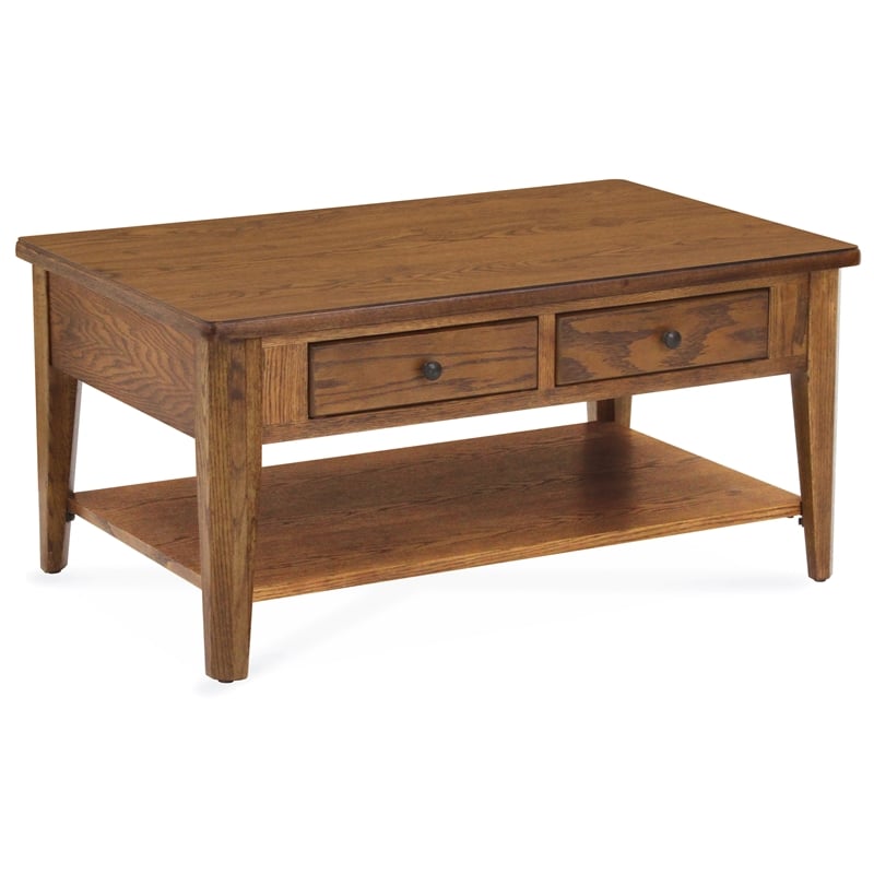 Pemberly Row Solid Wood Condo Cocktail Table in Chestnut Finish