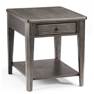 Pemberly Row Contemporary Solid Wood End Table in Gray Finish