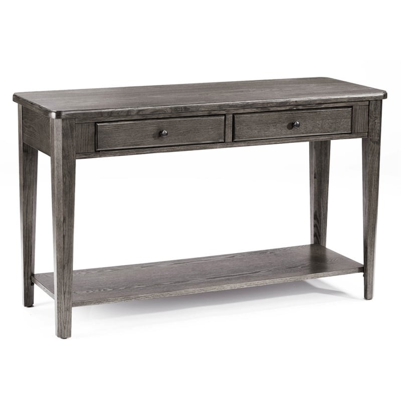 Pemberly Row Contemporary Solid Wood Sofa Table in Gray Finish