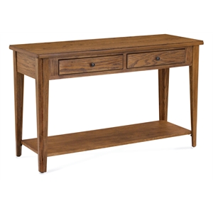 Pemberly Row Contemporary Solid Wood Sofa Table in Chestnut Finish