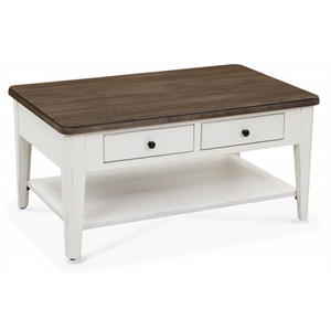 Pemberly Row Solid Wood Condo Cocktail Table in Light Gray and White Finish