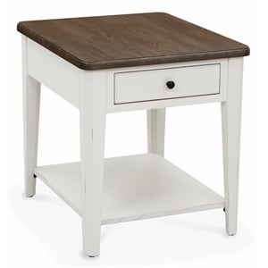 Pemberly Row Solid Wood End Table in Light Gray and White Finish