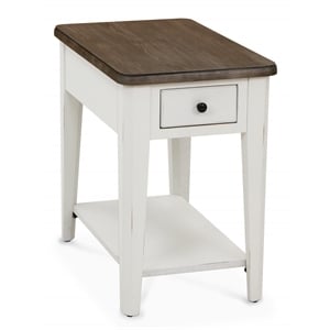Pemberly Row Solid Wood Chair Side Table in Light Gray and White Finish