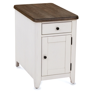 Pemberly Row Solid Wood Chair Side Cabinet in Light Gray and White Finish