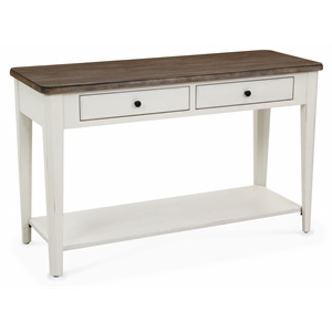 Pemberly Row Solid Wood Sofa Table in Light Gray and White Finish