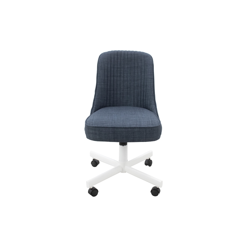 Pemberly Row Fabric Upholstered Caster Chair in Vann Midnight Blue (set of 2)