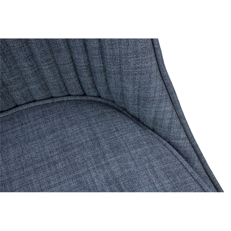 Pemberly Row Fabric Upholstered Caster Chair in Vann Midnight Blue (set of 2)