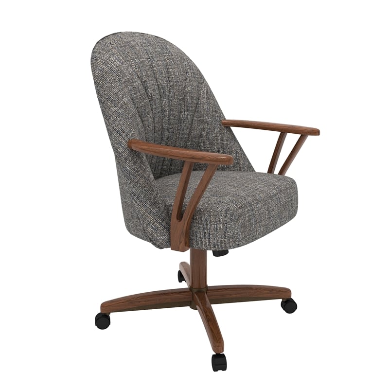 Pemberly Row Caster Dining Chair in Solid Wood Walnut Finish