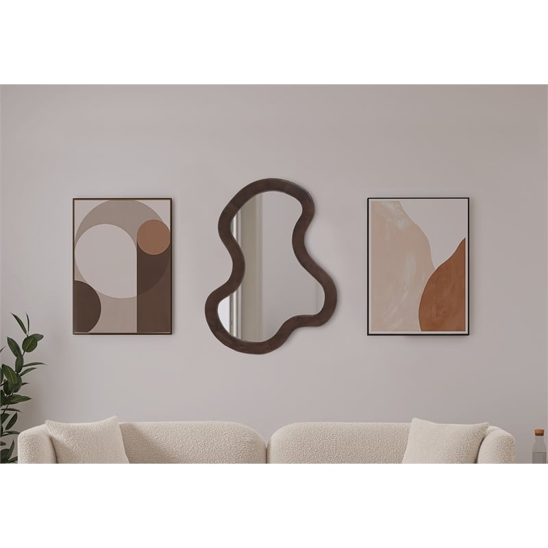 Pemberly Row Contemporary Brown Mirror - 28