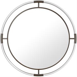 Pemberly Row Contemporary Acrylic/Brushed Silver Round Mirror Mirror