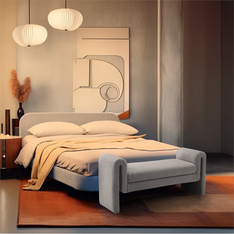 Pemberly Row Contemporary Gray Fabric Bench - 51