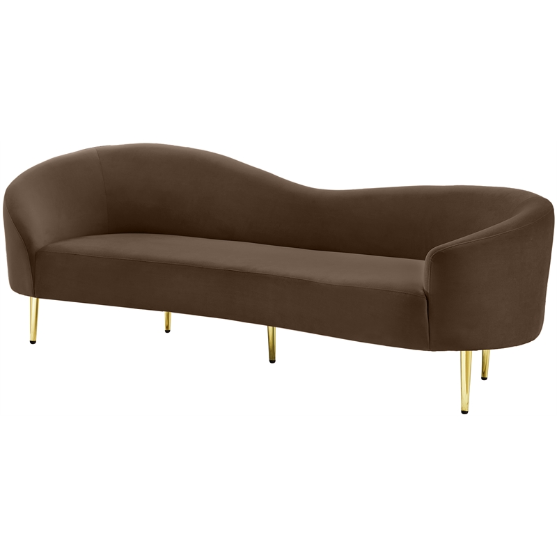 Pemberly Row Contemporary Brown Velvet Sofa - 85.5