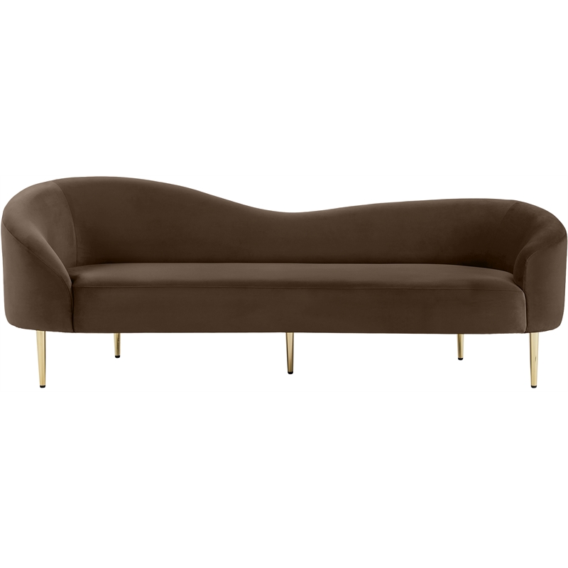 Pemberly Row Contemporary Brown Velvet Sofa - 85.5