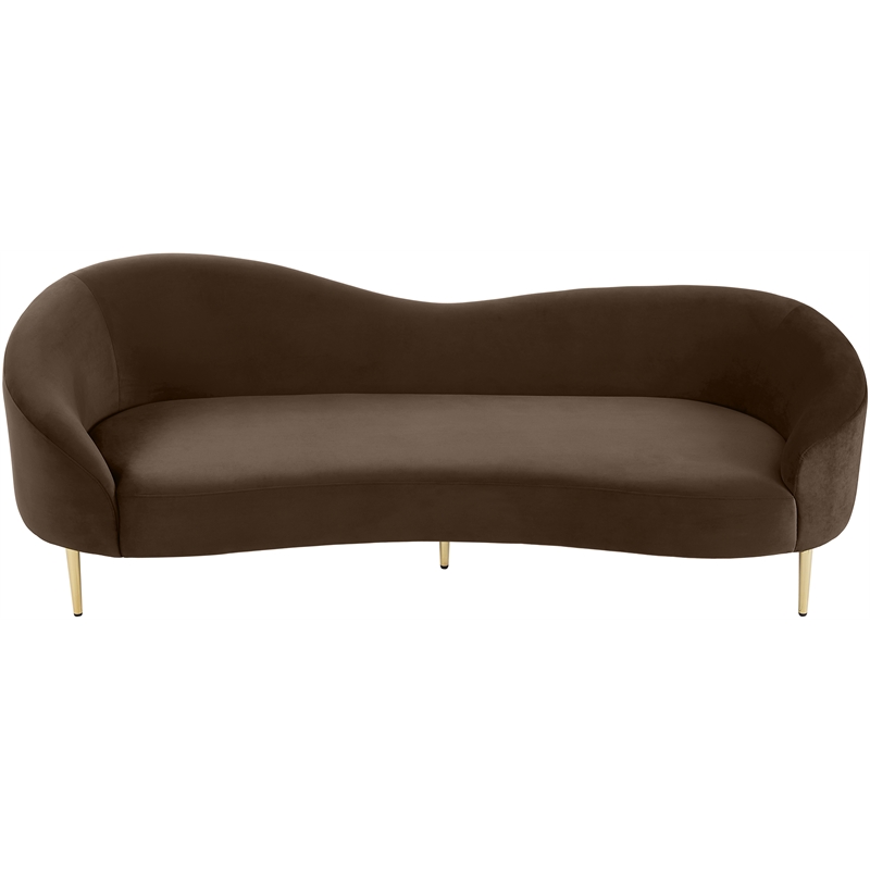 Pemberly Row Contemporary Brown Velvet Sofa - 85.5
