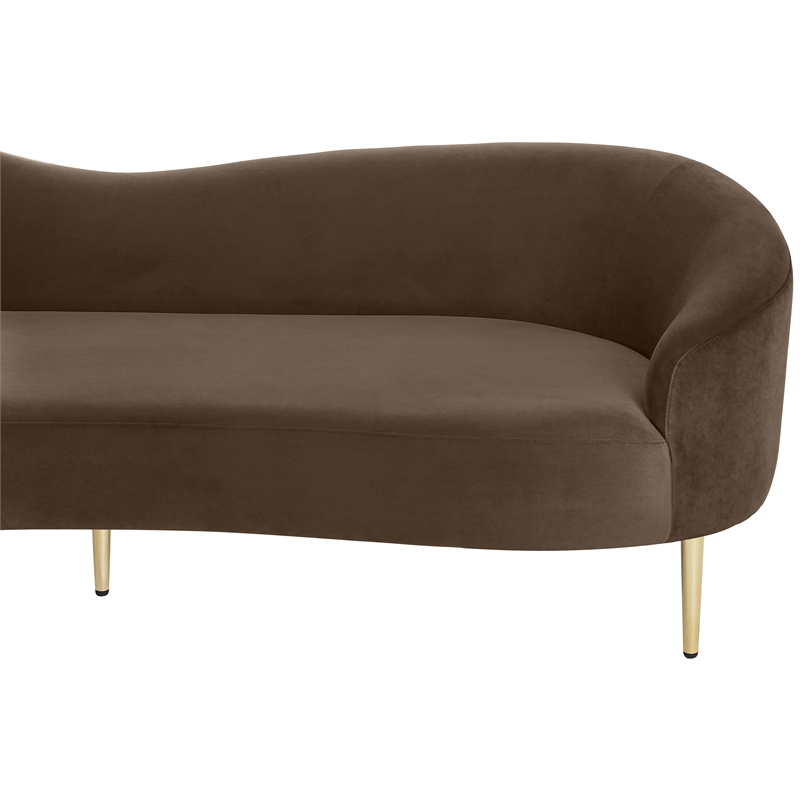 Pemberly Row Contemporary Brown Velvet Sofa - 85.5