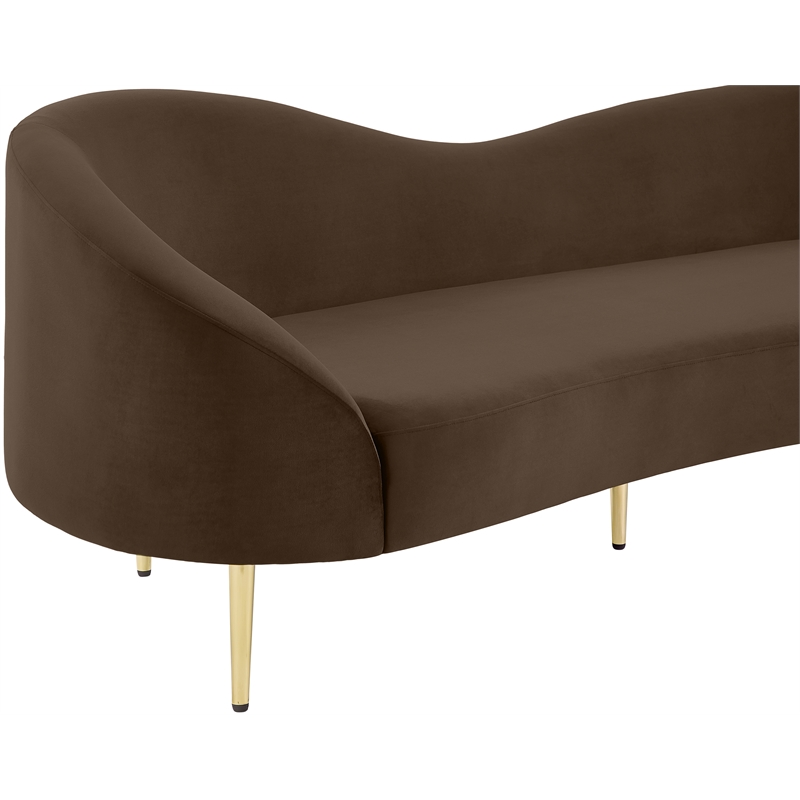 Pemberly Row Contemporary Brown Velvet Sofa - 85.5