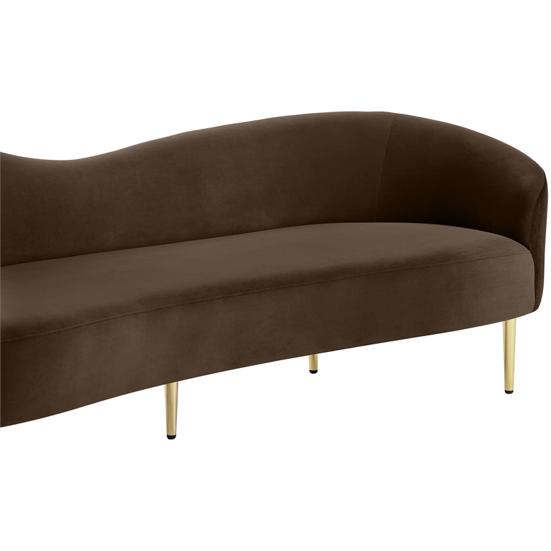 Pemberly Row Contemporary Brown Velvet Sofa - 85.5