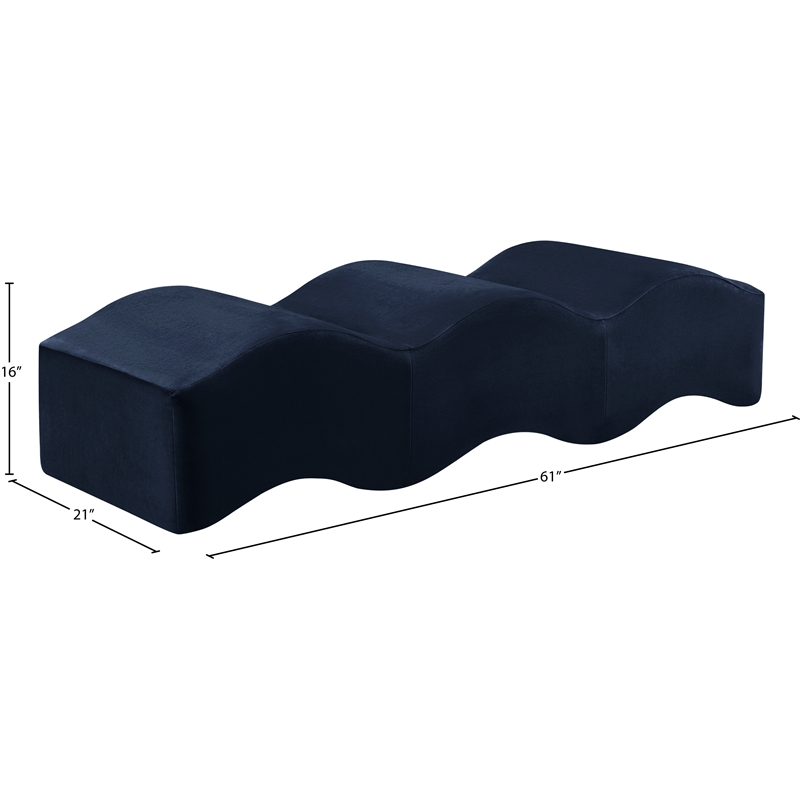 Pemberly Row Contemporary Navy Velvet Bench - 61