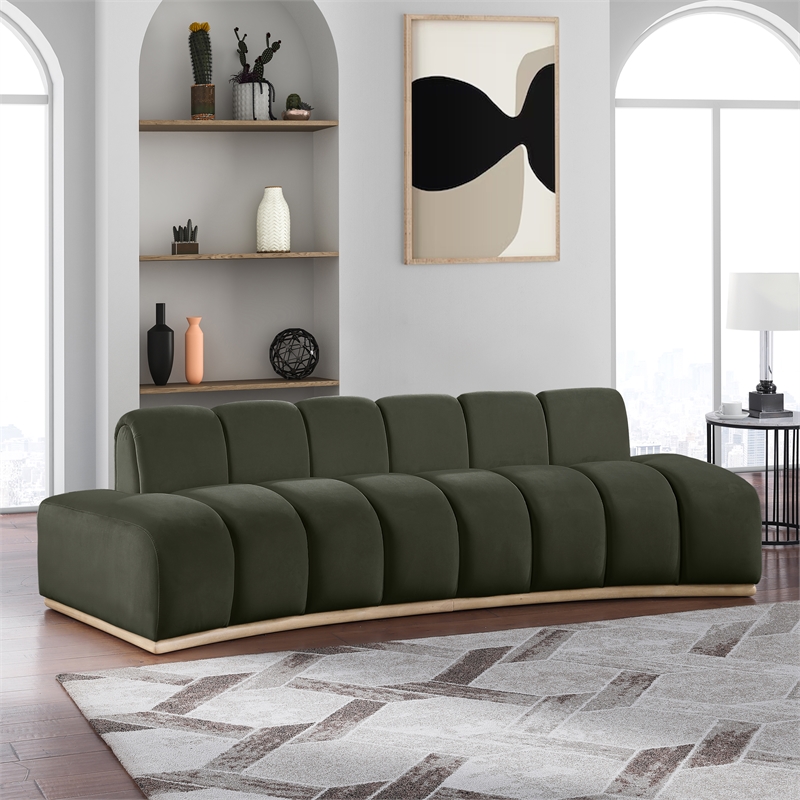 Pemberly Row Contemporary Green Velvet Sofa - 106