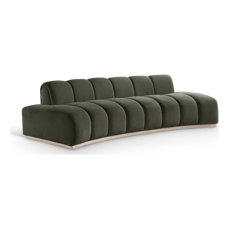 Pemberly Row Contemporary Green Velvet Sofa - 106