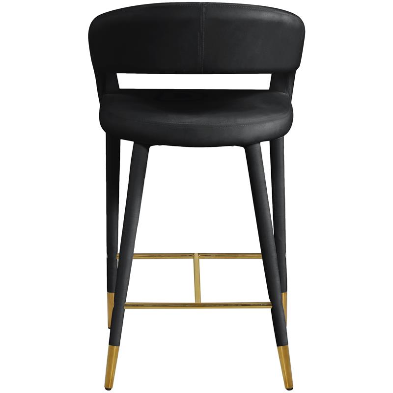 Pemberly Row Modern / Contemporary Soft Black Finish Velvet Stool