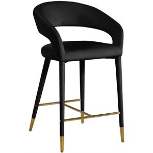 Pemberly Row Modern / Contemporary Soft Black Finish Velvet Stool