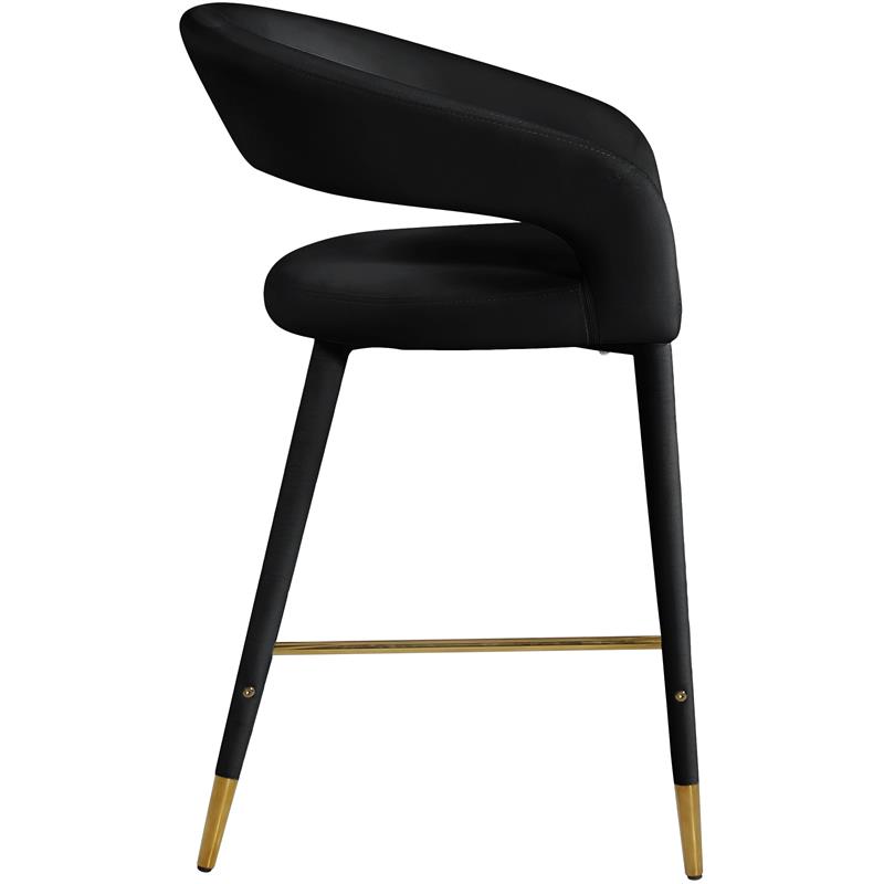 Pemberly Row Modern / Contemporary Soft Black Finish Velvet Stool
