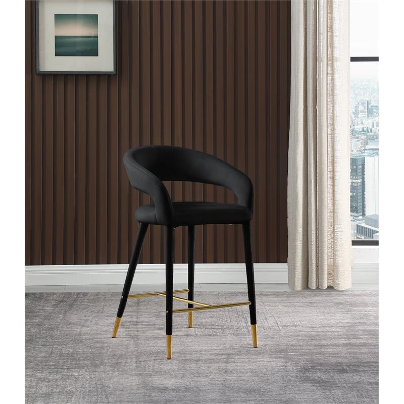 Pemberly Row Modern / Contemporary Soft Black Finish Velvet Stool