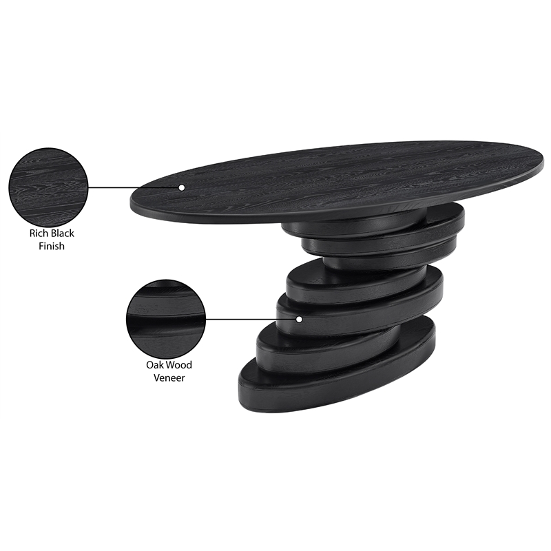 Pemberly Row Contemporary Black Dining Table - 90