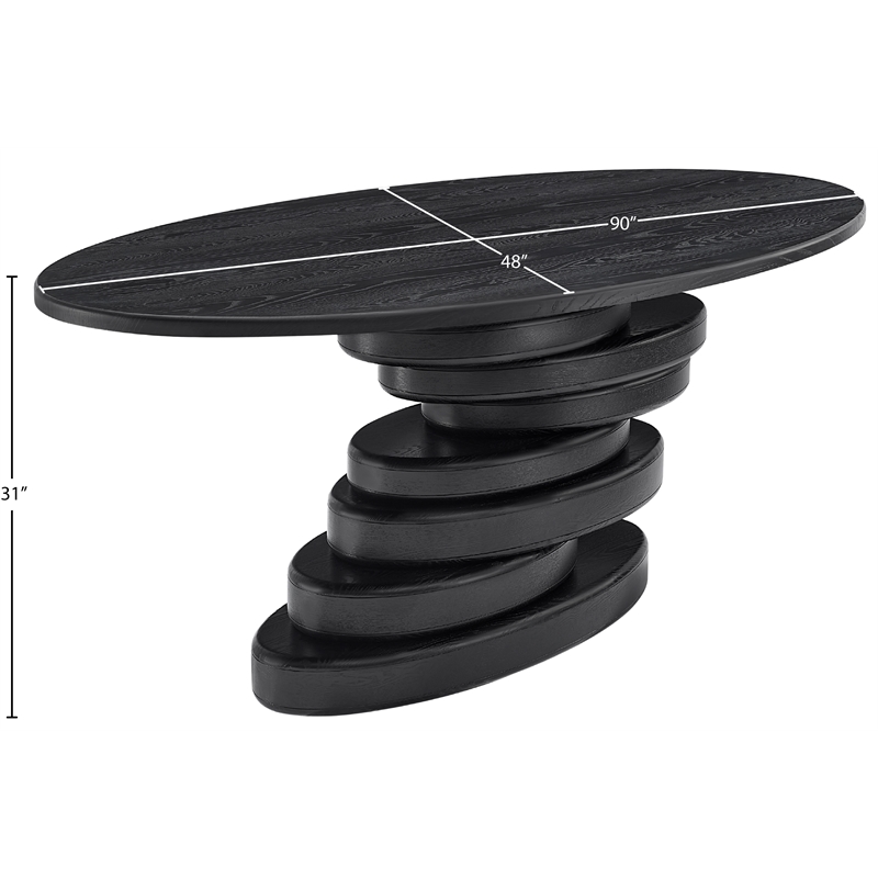 Pemberly Row Contemporary Black Dining Table - 90