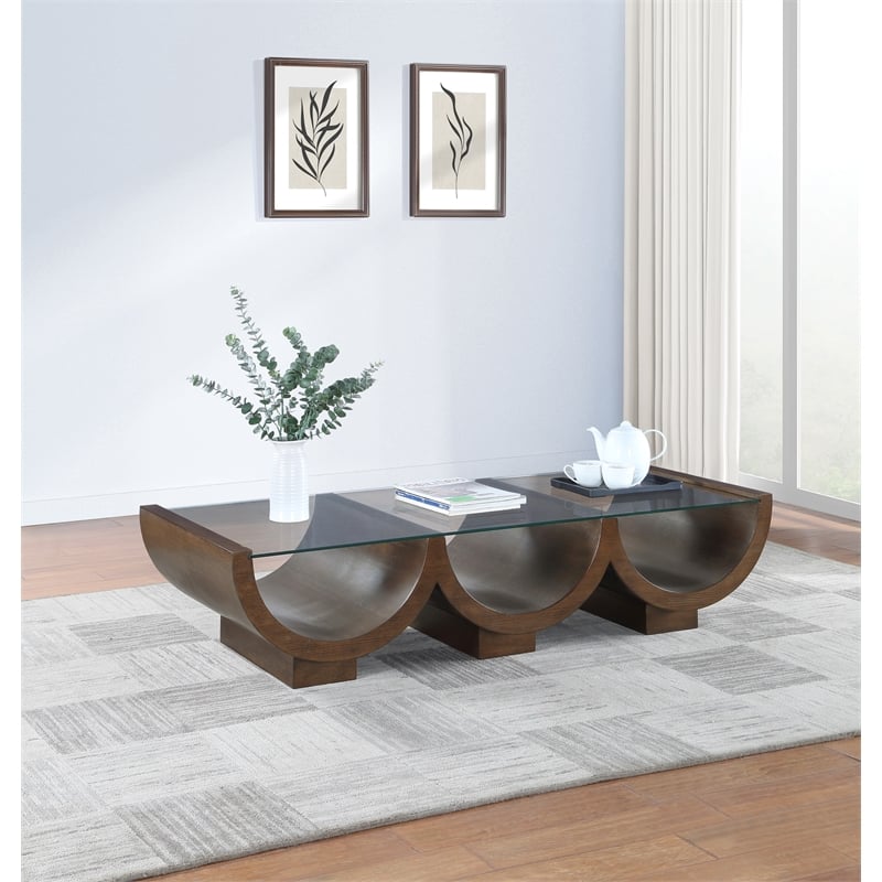 Pemberly Row Contemporary Brown Coffee Table - 60