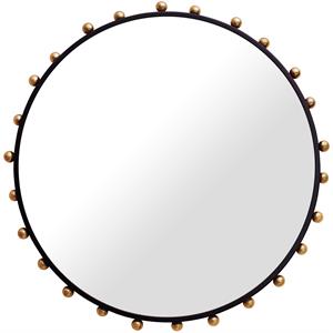 Pemberly Row Modern Matte Black Frame with Brushed Gold Knobs Mirror