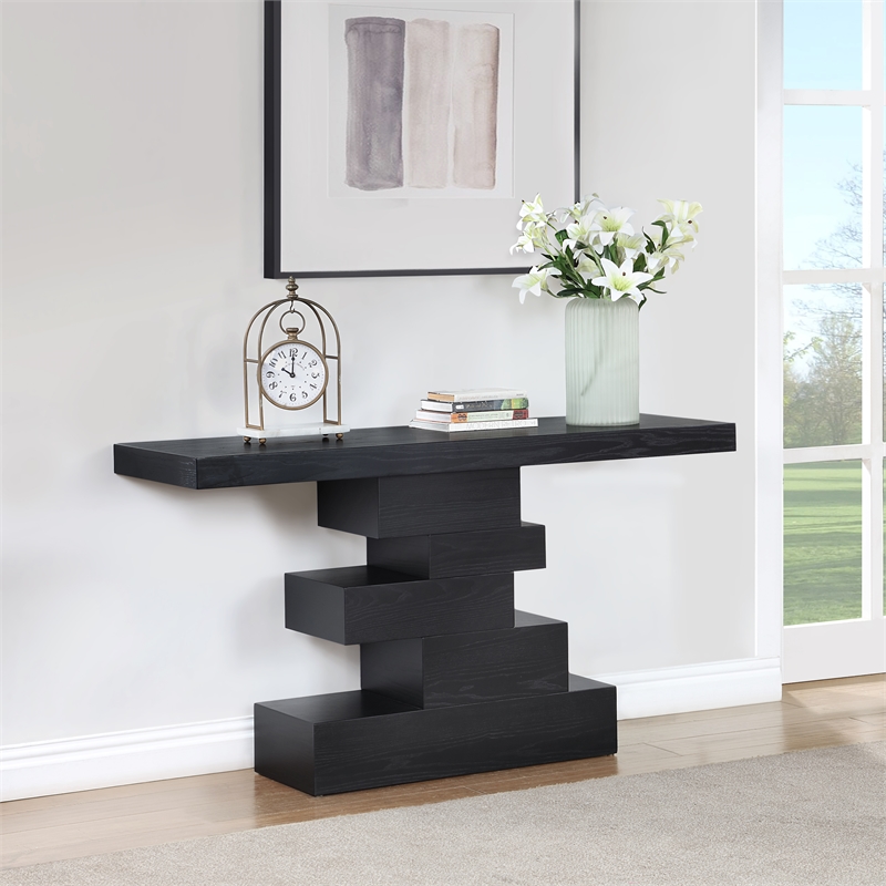 Pemberly Row Contemporary Black Console Table - 56