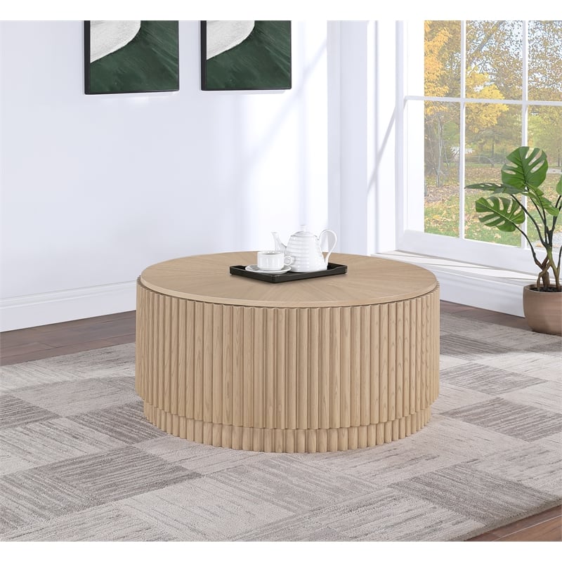 Pemberly Row Mid-Century Natural Coffee Table - 36