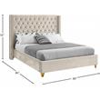 Pemberly Row Contemporary Cream Velvet King Bed - 88