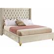 Pemberly Row Contemporary Cream Velvet King Bed - 88