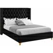 Pemberly Row Contemporary Black Velvet Full Bed - 66